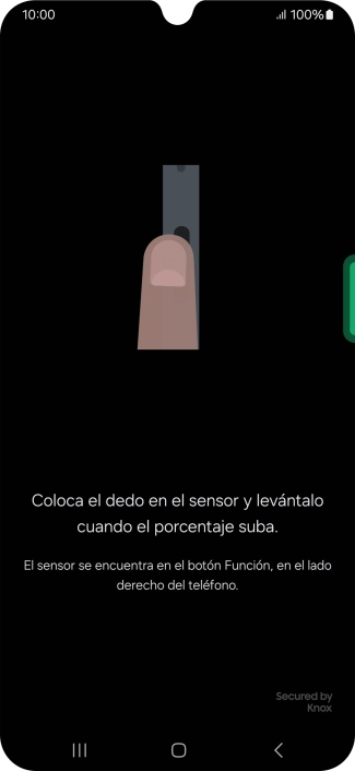 Sigue las indicaciones de la pantalla para crear una huella digital como código de seguridad.