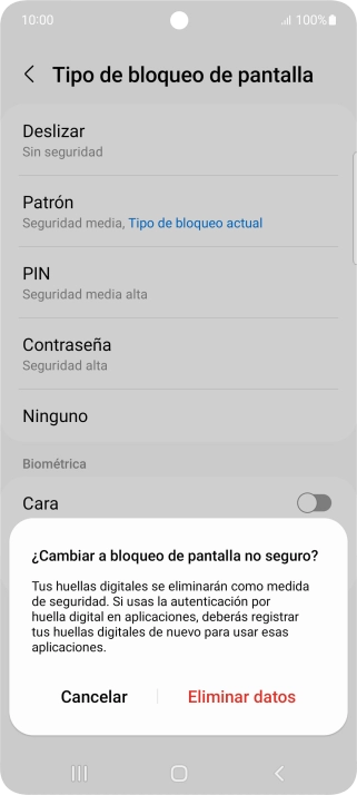 Pulsa Eliminar datos.