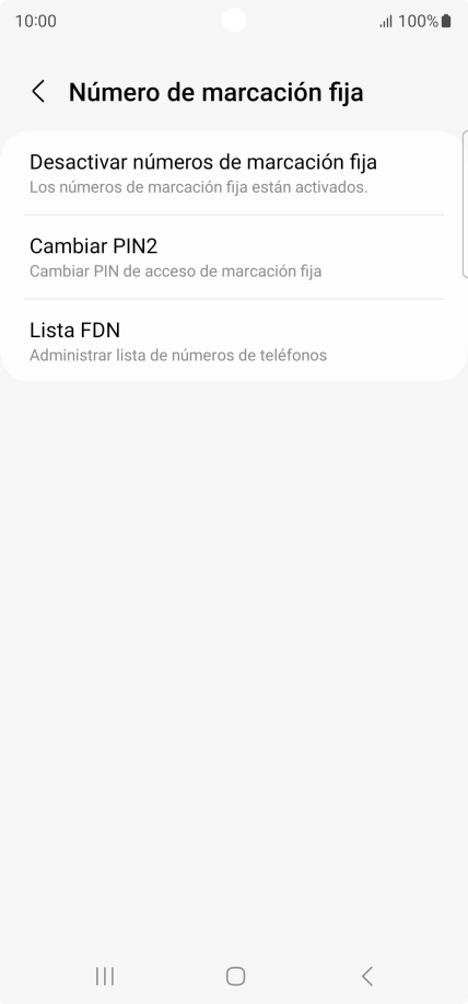 Pulsa Desactivar números de marcación fija.