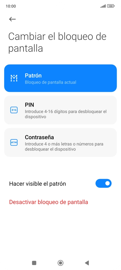 Pulsa Desactivar bloqueo de pantalla e introduce el código de seguridad extra que has creado anteriormente.