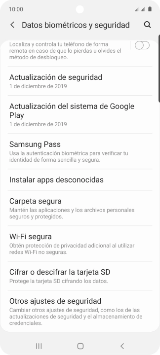 Pulsa Otros ajustes de seguridad.
