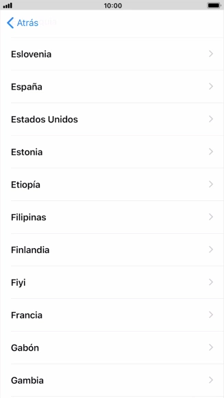 Pulsa el país o el área deseados.