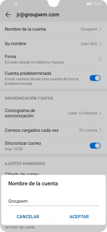Introduce el nombre de la cuenta y pulsa ACEPTAR.