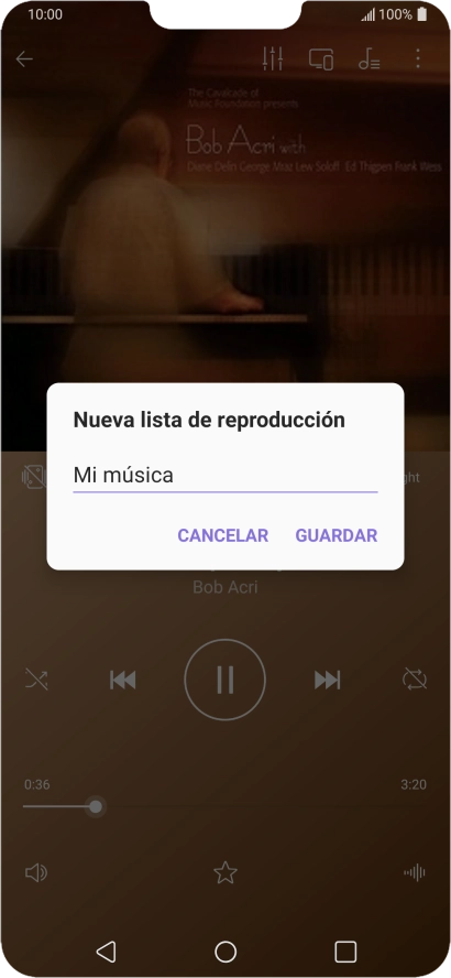 Introduce el nombre deseado de la lista de reproducción y pulsa GUARDAR.