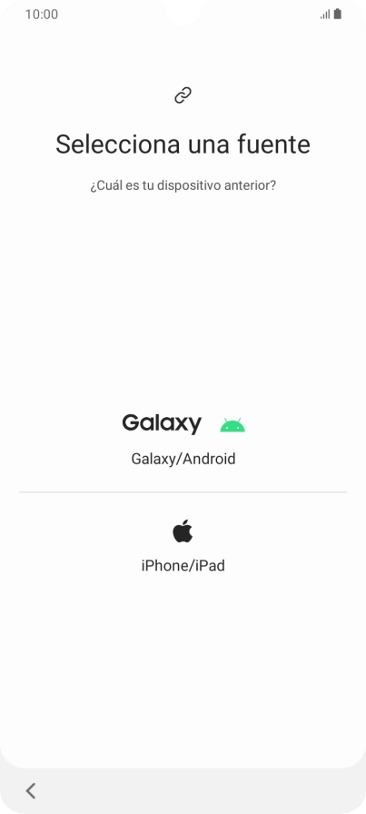 Pulsa el ajuste deseado y sigue las instrucciones de la pantalla para transferir el contenido del otro teléfono.