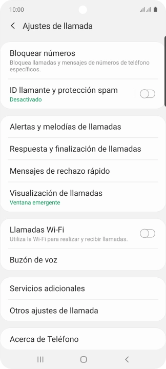 Pulsa Servicios adicionales.