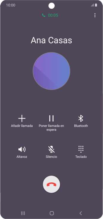 Pulsa el icono de finalizar llamada.