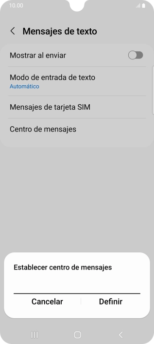 Introduce +34607003110 y pulsa Definir.