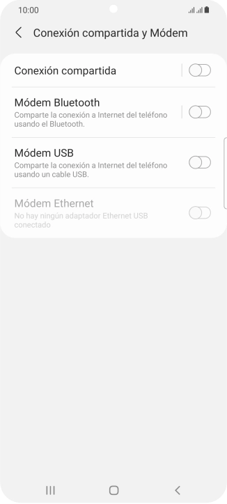 Pulsa Conexión compartida.