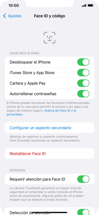 Pulsa  el indicador junto a los ajustes deseados para activarlos o desactivarlos.