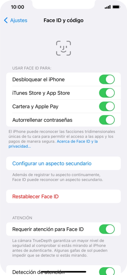 Pulsa  el indicador junto a los ajustes deseados para activarlos o desactivarlos.