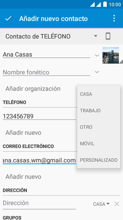 Pulsa el tipo de correo electrónico deseado.