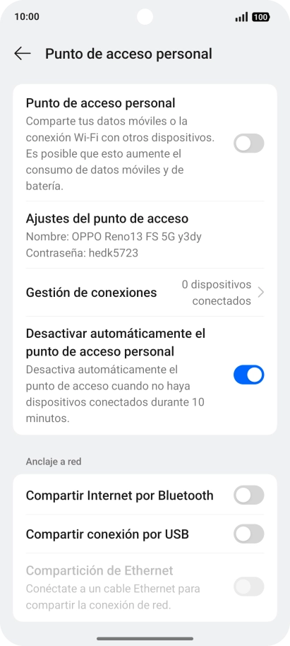 Pulsa Ajustes del punto de acceso.