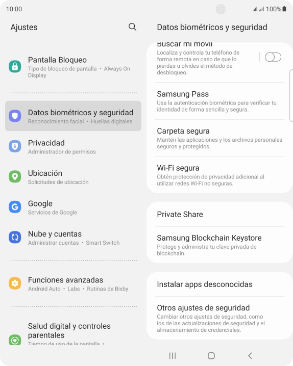 Pulsa Otros ajustes de seguridad.