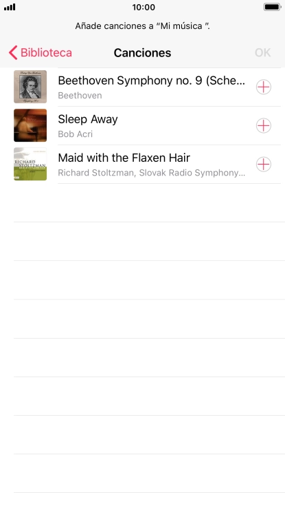 Desplázate a la categoría deseada y pulsa el archivo de música deseado.