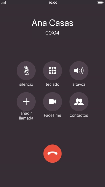 Pulsa el icono de finalizar llamadas para colgar.