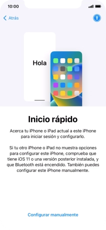 Sigue las indicaciones de la pantalla para transferir contenido de otro dispositivo iOS11 o con una versión más reciente o pulsa Configurar manualmente.