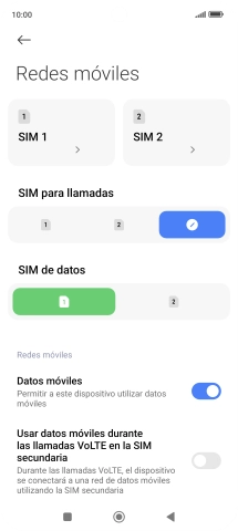Pulsa la tarjeta SIM deseada.