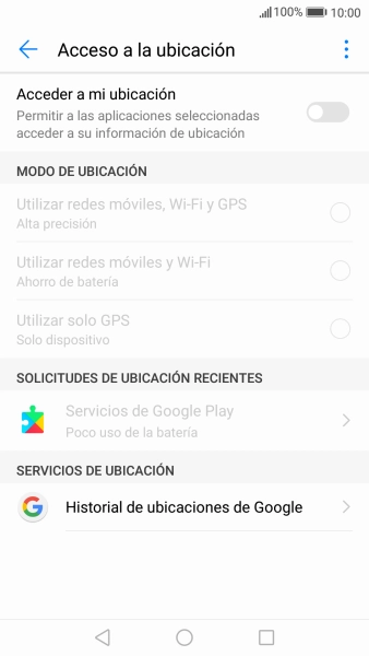 Pulsa Acceder a mi ubicación para activar o desactivar la función.
