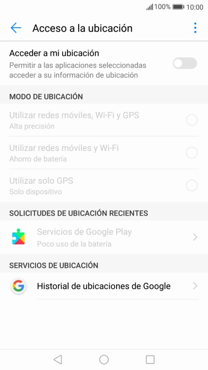 Pulsa Acceder a mi ubicación para activar o desactivar la función.