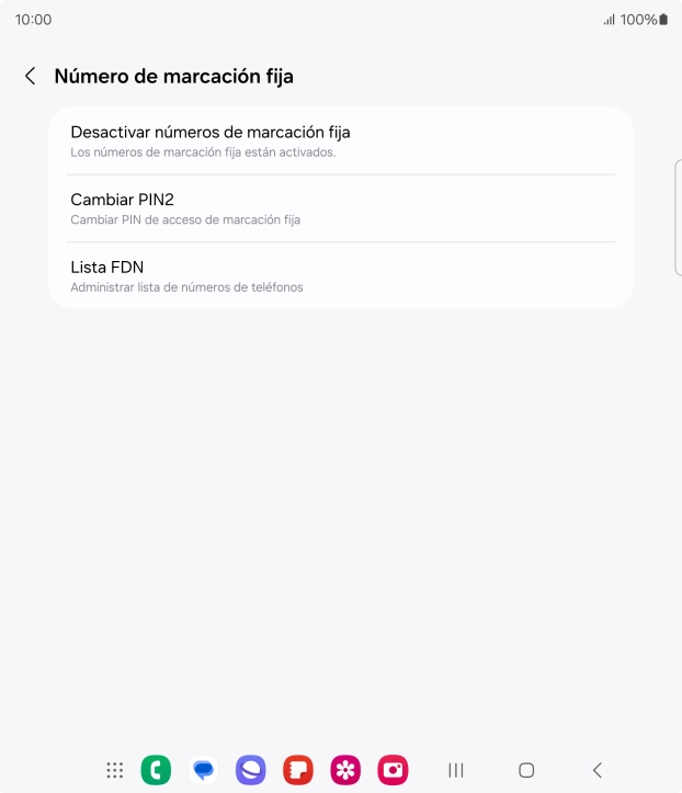 Pulsa Desactivar números de marcación fija.