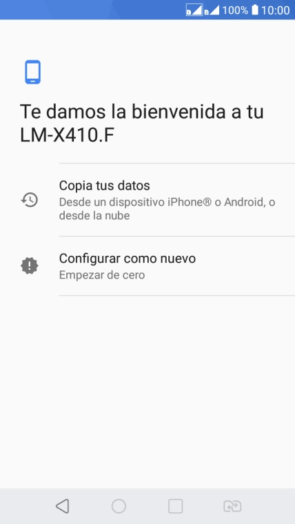 Puedes transferir el contenido de otro teléfono cuando activas tu teléfono por primera vez y cuando lo has restablecido. Cuando aparezca en la pantalla del teléfono esta imagen, ya está listo para la transmisión del contenido del otro teléfono.