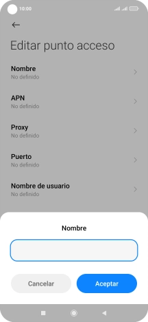 Introduce Vodafone Internet y pulsa Aceptar.