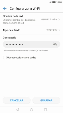 Introduce el nombre deseado de la conexión wifi y pulsa GUARDAR.
