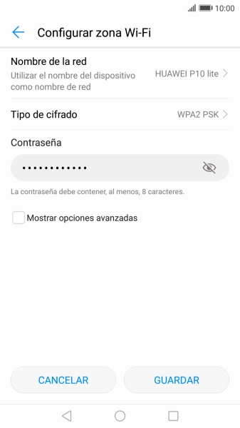 Introduce el nombre deseado de la conexión wifi y pulsa GUARDAR.