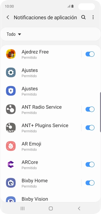 Pulsa el indicador junto a la app deseada para activar o desactivar la función.