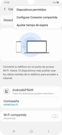 Pulsa Configurar Conexión compartida.