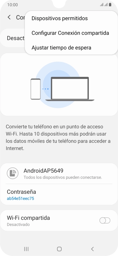 Pulsa Configurar Conexión compartida.