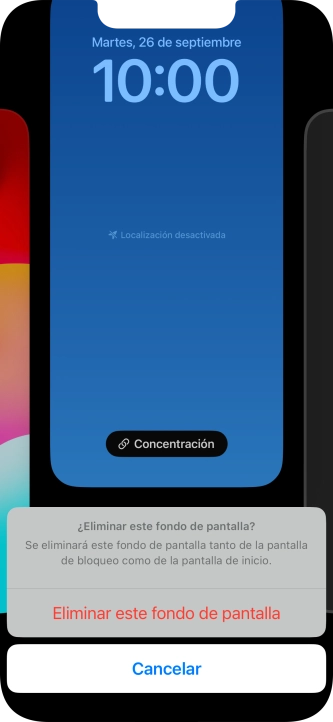Pulsa Eliminar este fondo de pantalla.