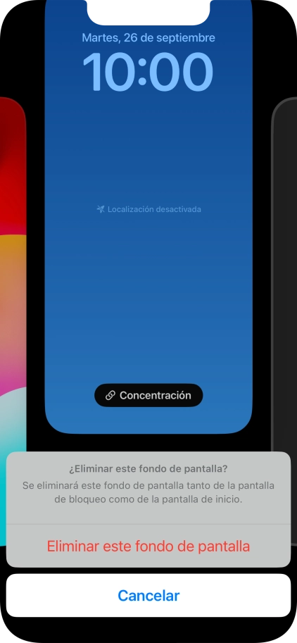 Pulsa Eliminar este fondo de pantalla.