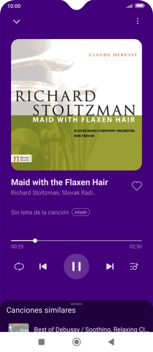 Pulsa la flecha hacia la derecha para ir al archivo de música siguiente.