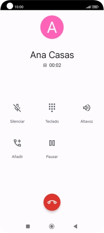 Pulsa el icono de finalizar llamada.