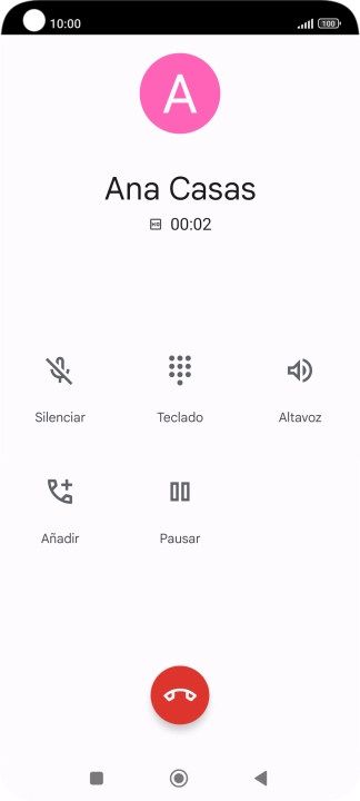 Pulsa el icono de finalizar llamada.