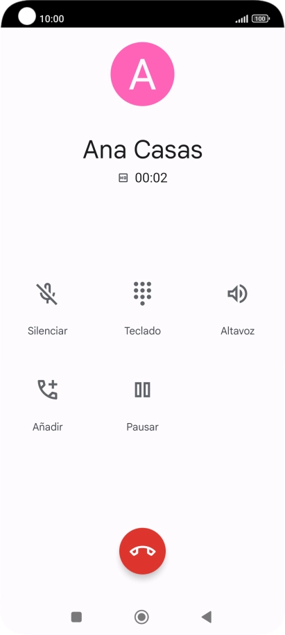 Pulsa el icono de finalizar llamada.