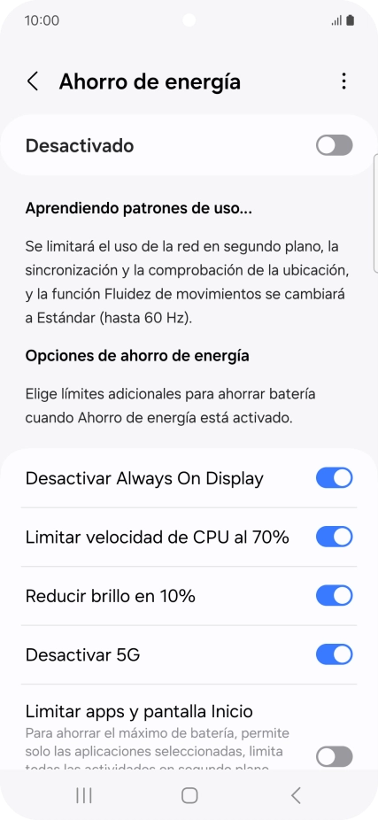 Pulsa el indicador junto a los ajustes deseados.