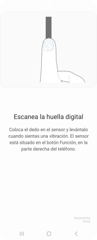 Sigue las indicaciones de la pantalla para crear una huella digital como código de seguridad.