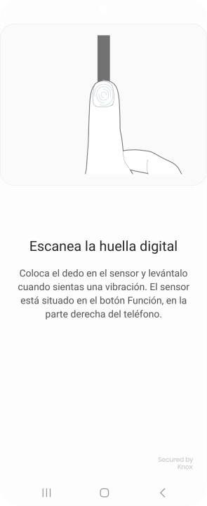 Sigue las indicaciones de la pantalla para crear una huella digital como código de seguridad.