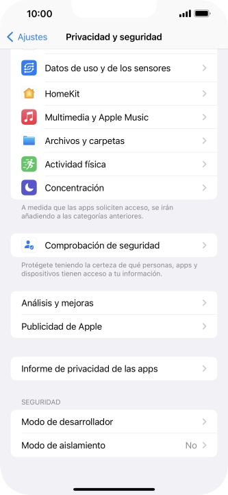 Pulsa Informe de privacidad de las apps.