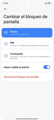 Pulsa Desactivar bloqueo de pantalla e introduce el código de seguridad extra que has creado anteriormente.