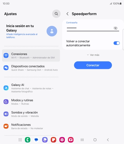 Introduce la contraseña de la red wifi y pulsa Conectar.