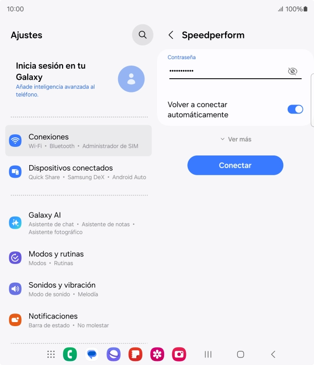 Introduce la contraseña de la red wifi y pulsa Conectar.