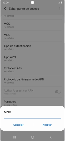 Introduce 01 y pulsa Aceptar.