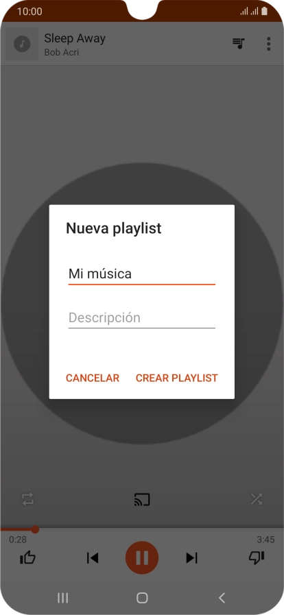 Introduce el nombre deseado de la lista de reproducción y pulsa CREAR PLAYLIST.