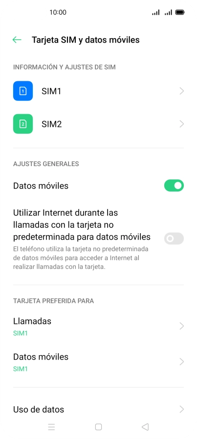 Pulsa la tarjeta SIM deseada.