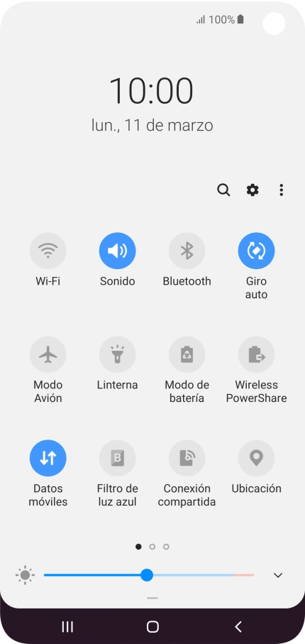 Pulsa el icono de datos móviles para activar o desactivar la función.