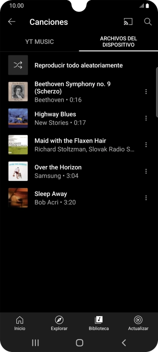 Pulsa el archivo de música deseado.